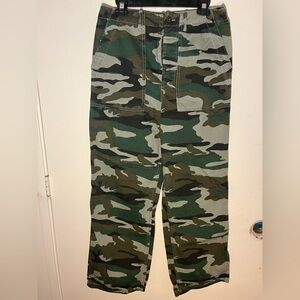 J. Crew Green Camouflage Straight Leg Jeans